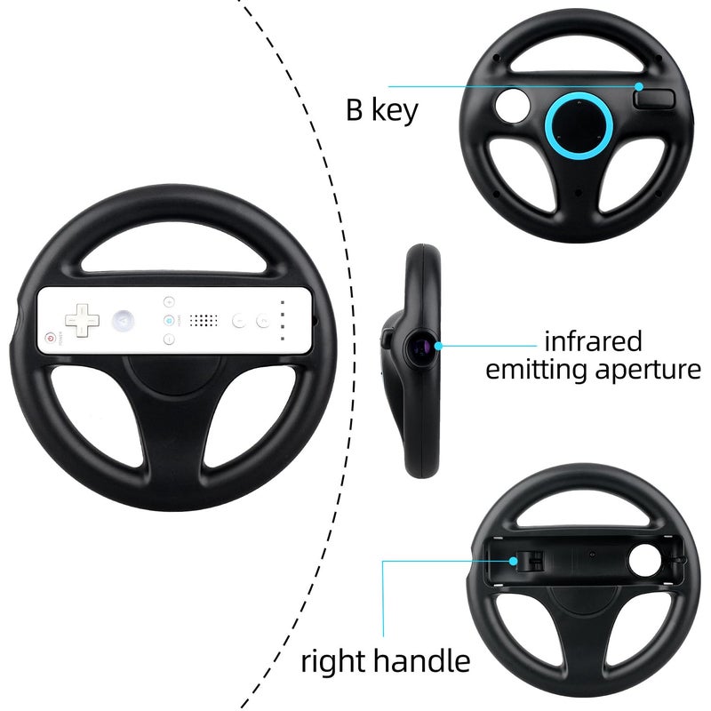 OSTENT Kart Racing Games Steering Wheel for Nintendo Wii Remote Controller Super Mario Game Color Black - Image 2